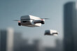 © Lasha - futuristic scene depicting sleek ultramodern drones seamlessly delivering packages in urban environment