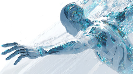 generative art. A character in the technology of the future. The AI agent of the digital future	