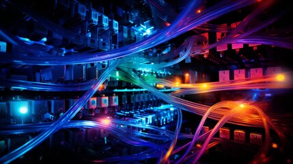 Wall Mural - electronic connection with data transfer, network and communication