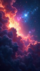 Wall Mural - A vibrant nebula, swirling clouds of gas and dust illuminated by the intense light of distant stars Perfect for science fiction, astronomy, and space-themed projects , astronomical, texture