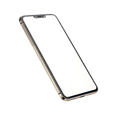 Realistic modern smartphone with white screen and slim design