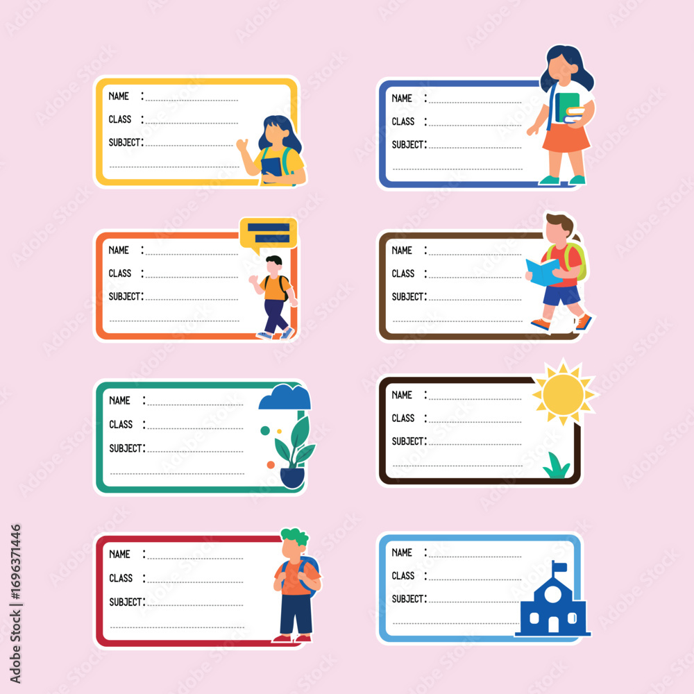 School Name Tag Label Stock Vector | Adobe Stock