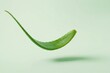 © AbstractAI - Fresh aloe vera leaf floating against a mint green backdrop with space for text