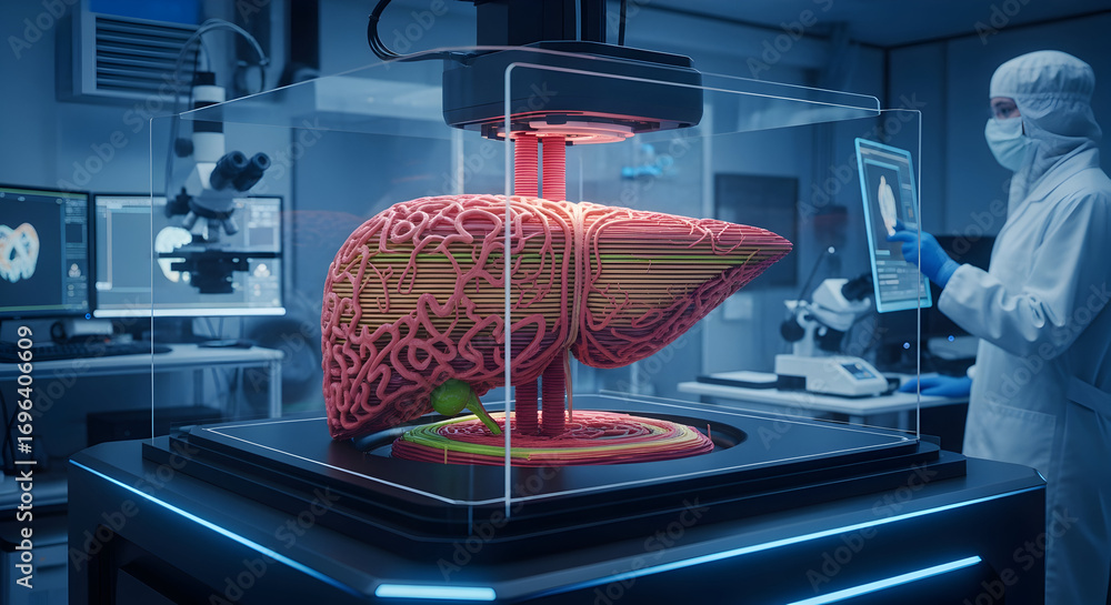 Liver Lab Model Scientist Oversees Advanced 3D Printing of a Bio-Engineered Liver Model ...