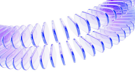 Wall Mural - 3d background with glass holographic rectangular plates rows. abstract wave curve pattern. transpare