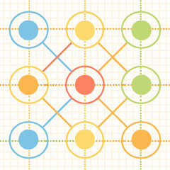 Colorful Interconnected Circles on Graph Paper