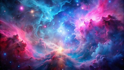 Wall Mural - vibrant pink and blue nebula space art