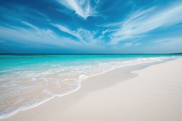 Wall Mural - journey along the shoreline with pristine white beaches and clear blue horizons