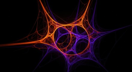 Abstract fractal design with orange and purple glowing network pattern