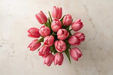 Wall Mural - Top view of colorful tulips celebrating Mother's Day on a bright backdrop