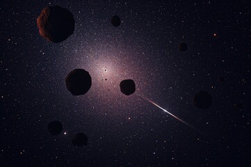 Wall Mural - Radiant stars and abstract space rocks form the celestial backdrop. The elements for this image were provided by a space agency.