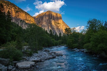 Wall Mural - stunning rocky mountain scenery illuminated by light