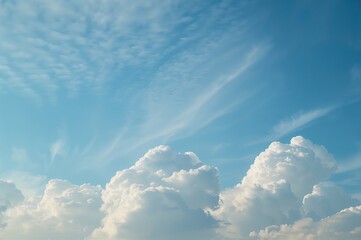 Wall Mural - Sky in shades of blue with scattered white clouds