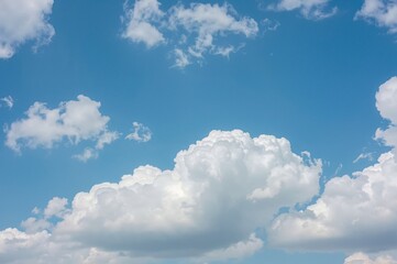 Wall Mural - Azure sky with fluffy white clouds