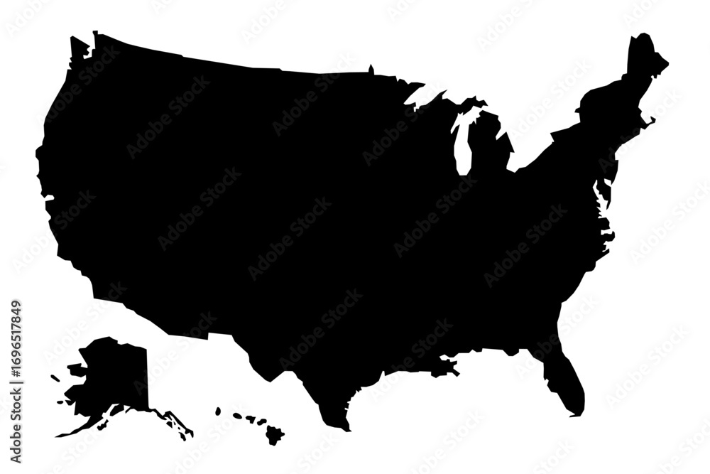united states of america map silhouette vector illustration.usa map ...