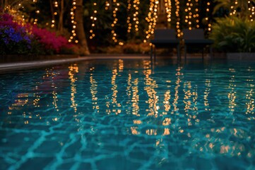 Wall Mural - Glittering lights shimmering over the water surface