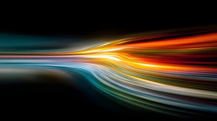 a dynamic abstract image showcasing a vibrant array of streaks of light, curving elegantly across a 