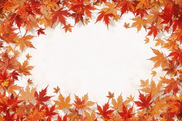 Wall Mural - Maple leaves in fall colors set against a plain white backdrop creating a seasonal vibe.