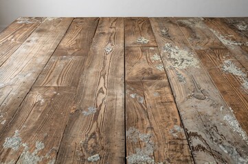 Wall Mural - Vintage wooden floor damaged by moisture, abstract texture and pattern design