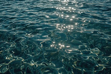 Wall Mural - Small ripples on the water mirror the sunlight over the sea