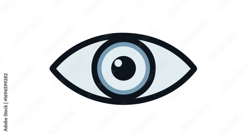 Stylized human eye illustration with bold outline and cool color ...