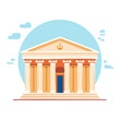© ks humenchuk - Stylized Classical Building with Columns and Pediment Flat Vector Illustration for Finance Law or Education