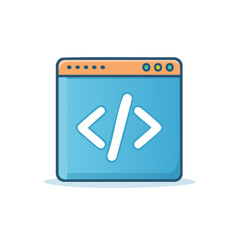 Coding Symbol Inside Browser Window Vector Illustration with HTML Tags Web Page Interface