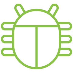 green outline bug icon
