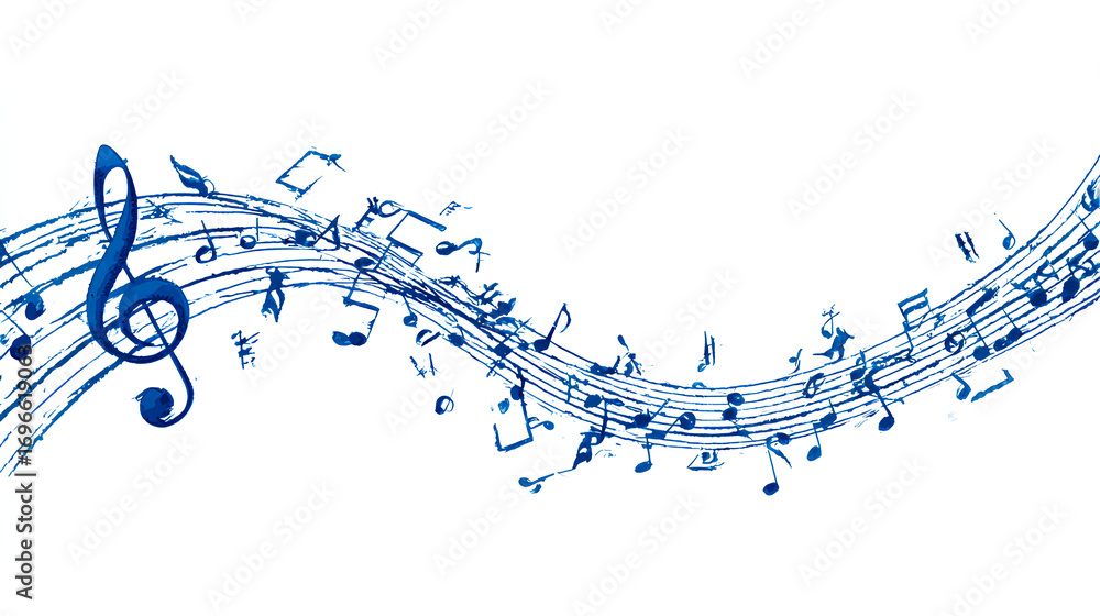 Blue clef music notes key musical border illustration divider clipart ...