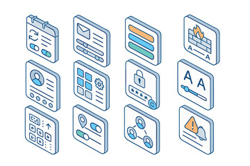 Wall Mural - Technology outline icon set. devices, network, interface line icons collection