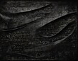 © Sophie - deep black heavily creased speckled faded script abstract pattern antique