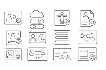Wall Mural - Technology, data linear icon set. cloud, security, user interface line concept icons
