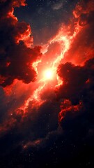 Wall Mural - red sky with clouds