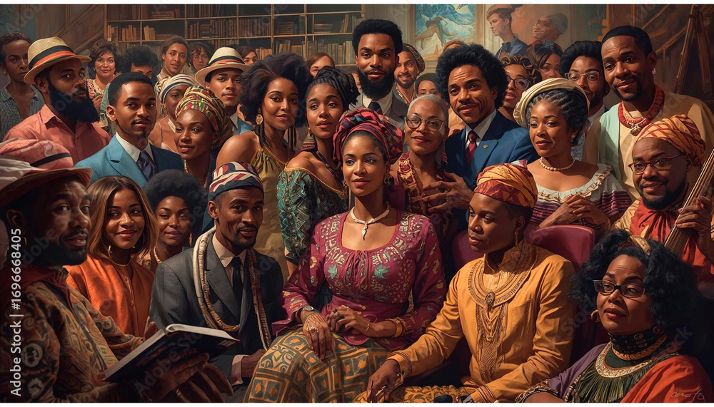 Black History Month celebration with diverse African American ...