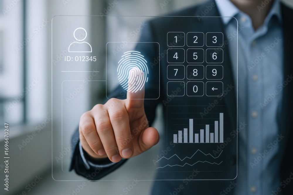 Biometric Authentication System: Man Uses Fingerprint Scan for Secure ...