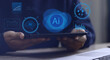 © sarach - Businessman using a tablet with an AI interface for big data analysis and business intelligence. Concept of machine learning, neural networks, and future technology innovation.