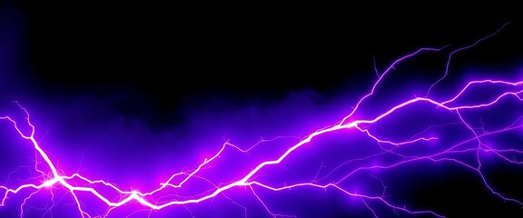 Wall Mural - Abstract purple electric streaks, glowing plasma lightning sparks on black, lightning, fantasy
