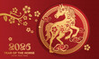 © HaiHai - Happy Chinese new year of the horse 2026 festive banner with gold horse, flowers. illustration for header of website
