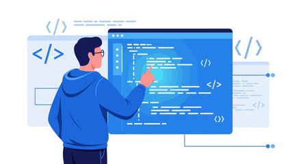 Coding Interface Illustrates Software Development, Programmer Debugging and Application Design