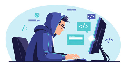 Digital Coder Working On Information Technology And Creating New Code While Coding