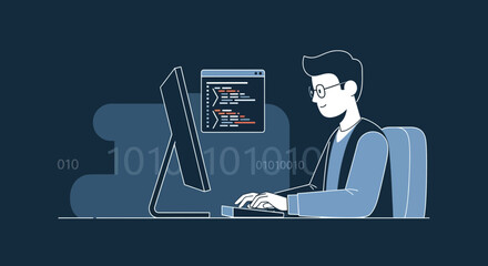 Focused Programmer Working On Software Development And Innovative Digital Solutions.