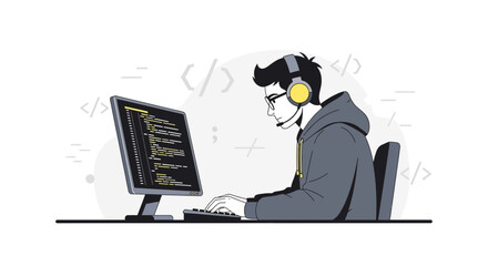 Modern Developer Coding Innovative Solutions With Computer Programming And Technology