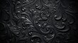 © Larysa - Black floral ornament with flowers and curls. AI image