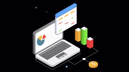 Wall Mural - Online Dashboard Analytics Animation alpha channel 