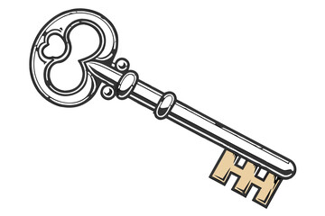 A decorative antique key with a heart shape