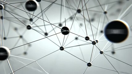Connected spheres with lines in blurred abstract background for networking