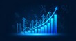 © graphiczone872 - Abstract blue background with glowing bar chart and upward trending arrow