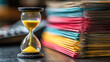 © weerasak - Hourglass sand timer deadline time management paperwork document office stack stress urgency finance account bill payment collection bureaucracy