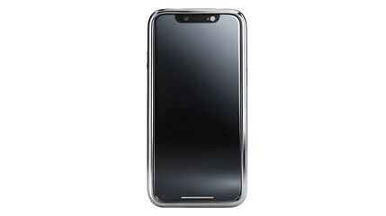 Sleek modern smartphone with reflective screen and camera notch, perfect for tech and app promotions