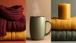 © Irita - Textured Woolen Yarn Cylinders Arranged for Winter Wellness – Tactile Composition Embracing Sustainable Craft in Cozy Digital Aesthetics